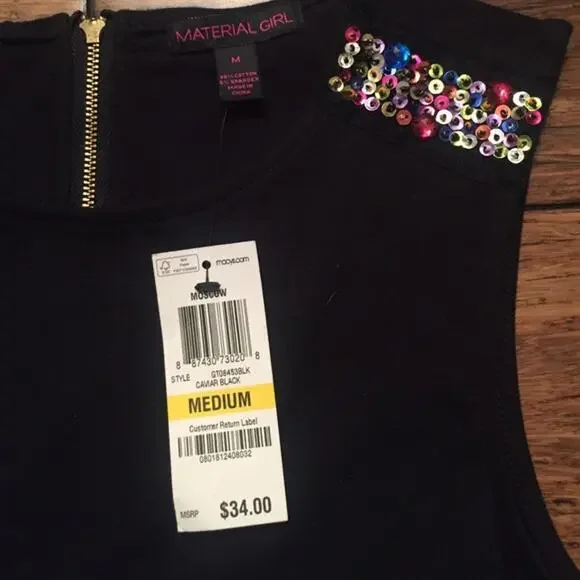 Material Girl Top Black Peplum with Side Cut Outs - Picture 3 of 4